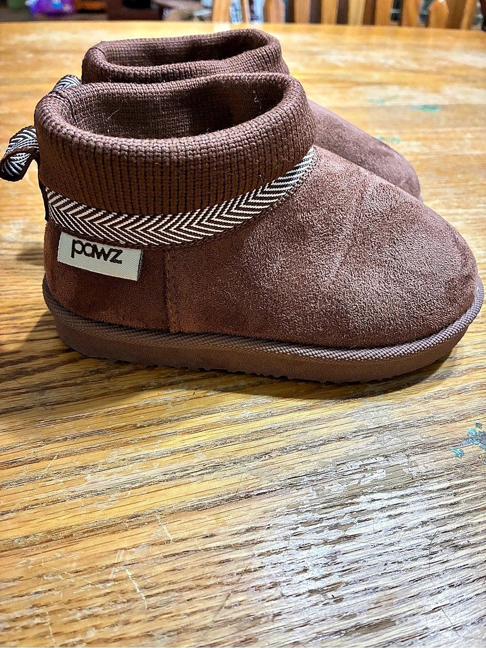 Pawz Toddler Faux Suede Cozy Slipper Boots Brown size 7/8